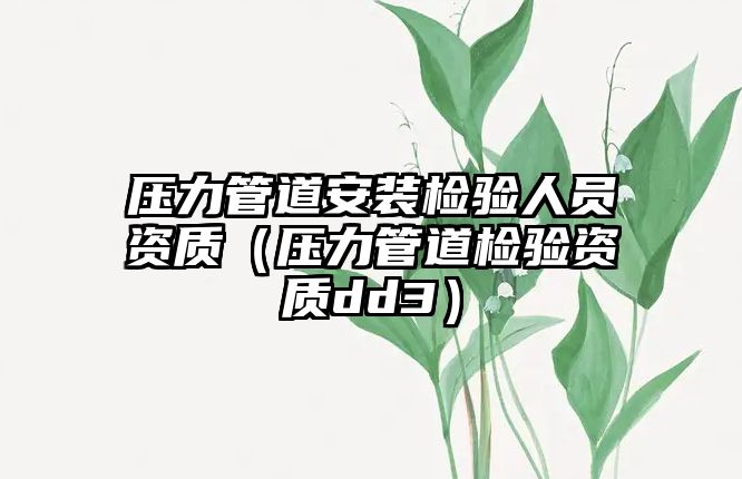 壓力管道安裝檢驗人員資質（壓力管道檢驗資質dd3）