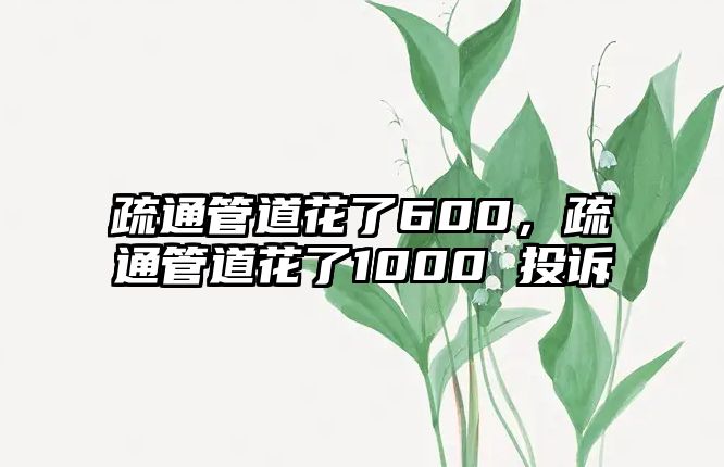 疏通管道花了600，疏通管道花了1000 投訴